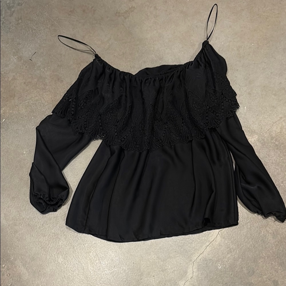 Elegant Black Lace Off-Shoulder Top